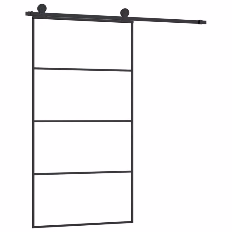 Porta Scorrevole con Ferramenta 102,5x205cm Vetro ESG Alluminio