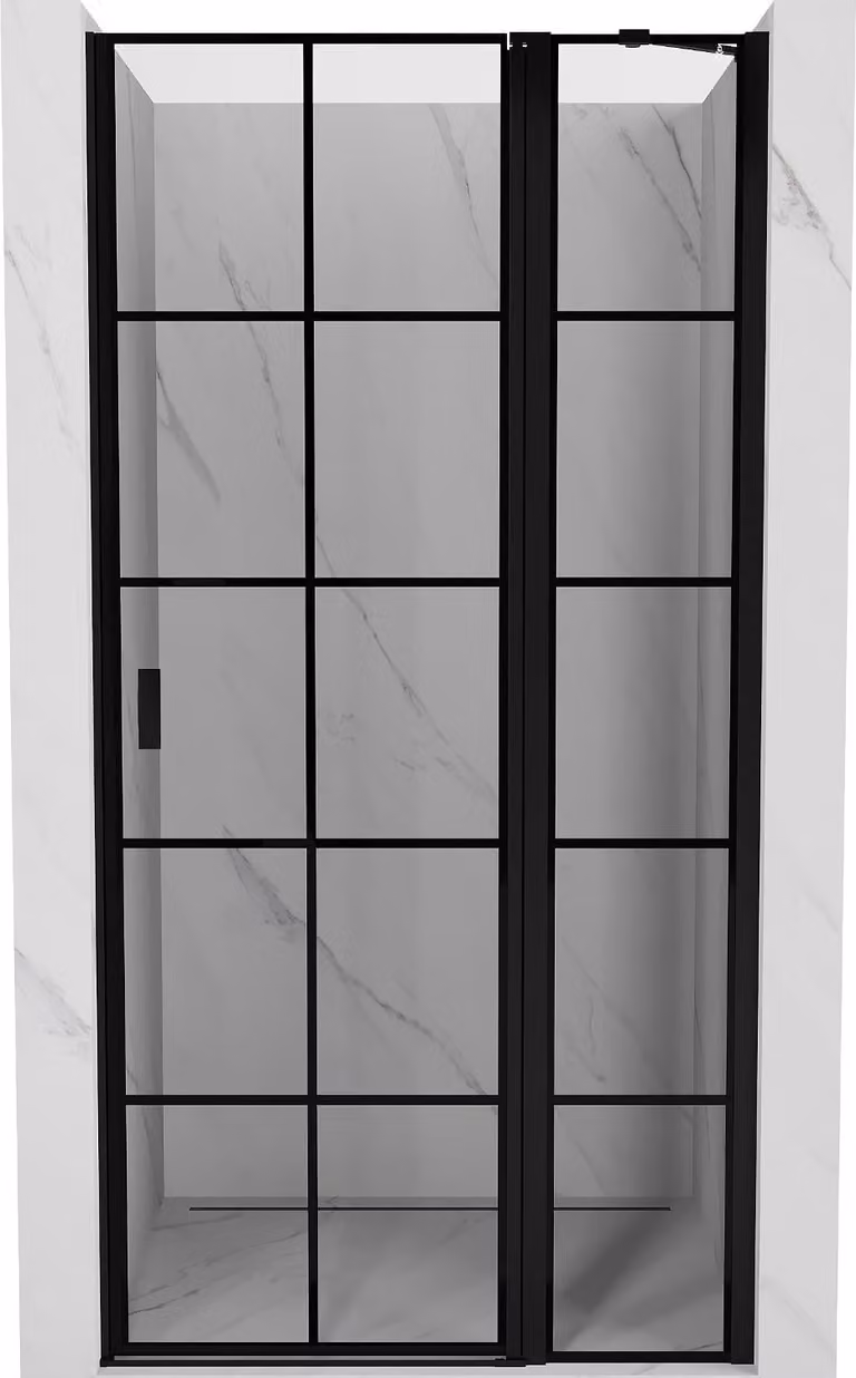 Mexen Mist porta doccia a battente destra 120 cm, griglia nera, nero - 8A4-120-000-70-77-P