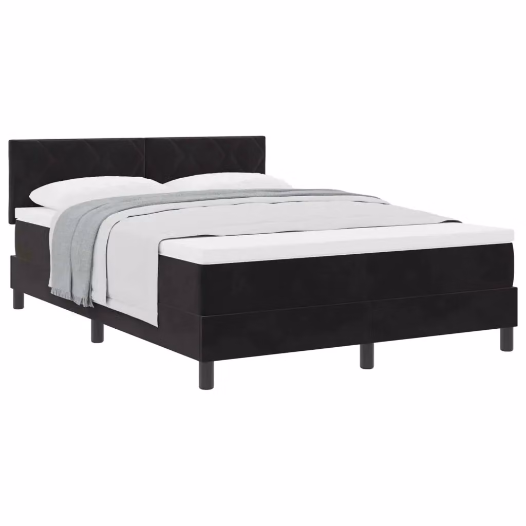 Letto moderno con testiera in velluto nero vidaXL L/P/H: 140 x 190 x 88 cm – 2