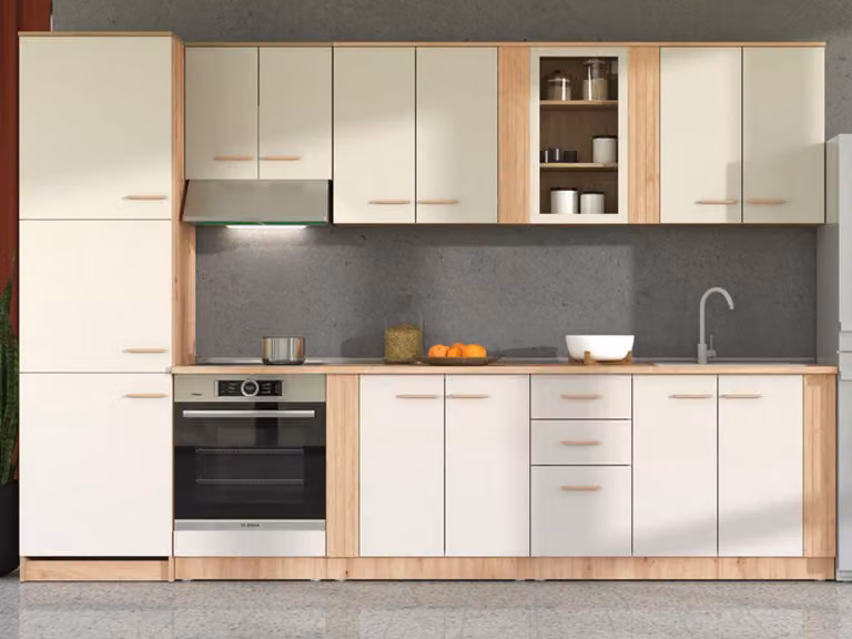 Dmora Dispensa da Cucina Saracena 60x57x82h cm Beige, un Cassetto 2 Ripiani