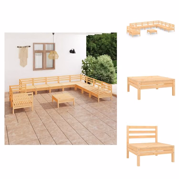 vidaXL set salotto da giardino 11 pezzi in pino massiccio - Set di mobili da giardino