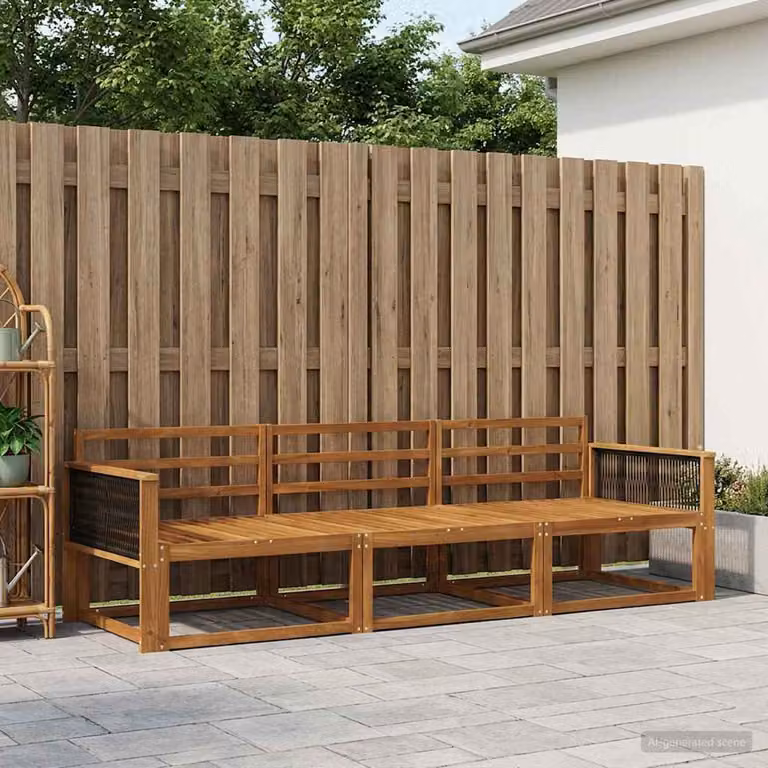 vidaXL Set di divani da esterno 3 pz in legno di acacia massello marrone