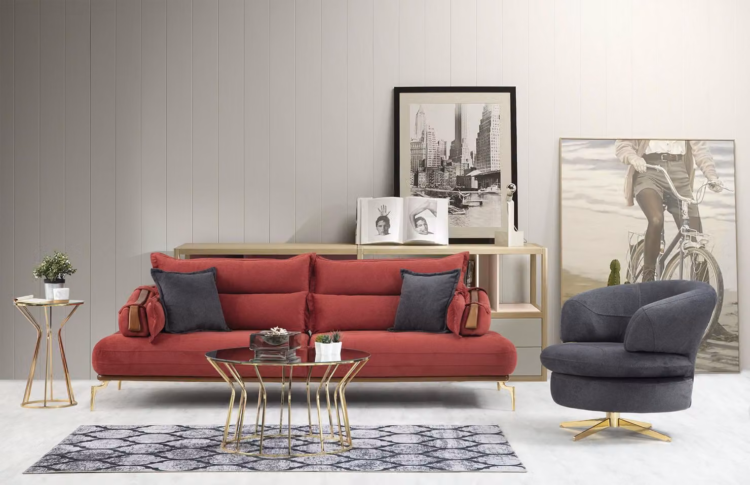 Perfekte Sofagarnitur 3+1 Sitzer Wohnzimmer Set Designer von 2tlg