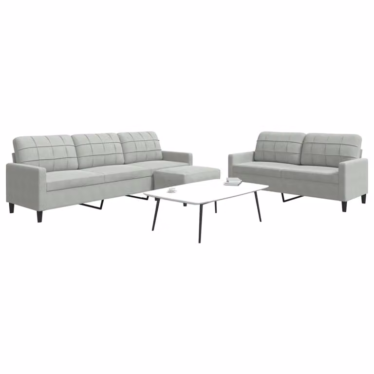vidaXL Set di Divani Moderno 3 Pezzi in Velluto Grigio con Ottoman e Cuscini