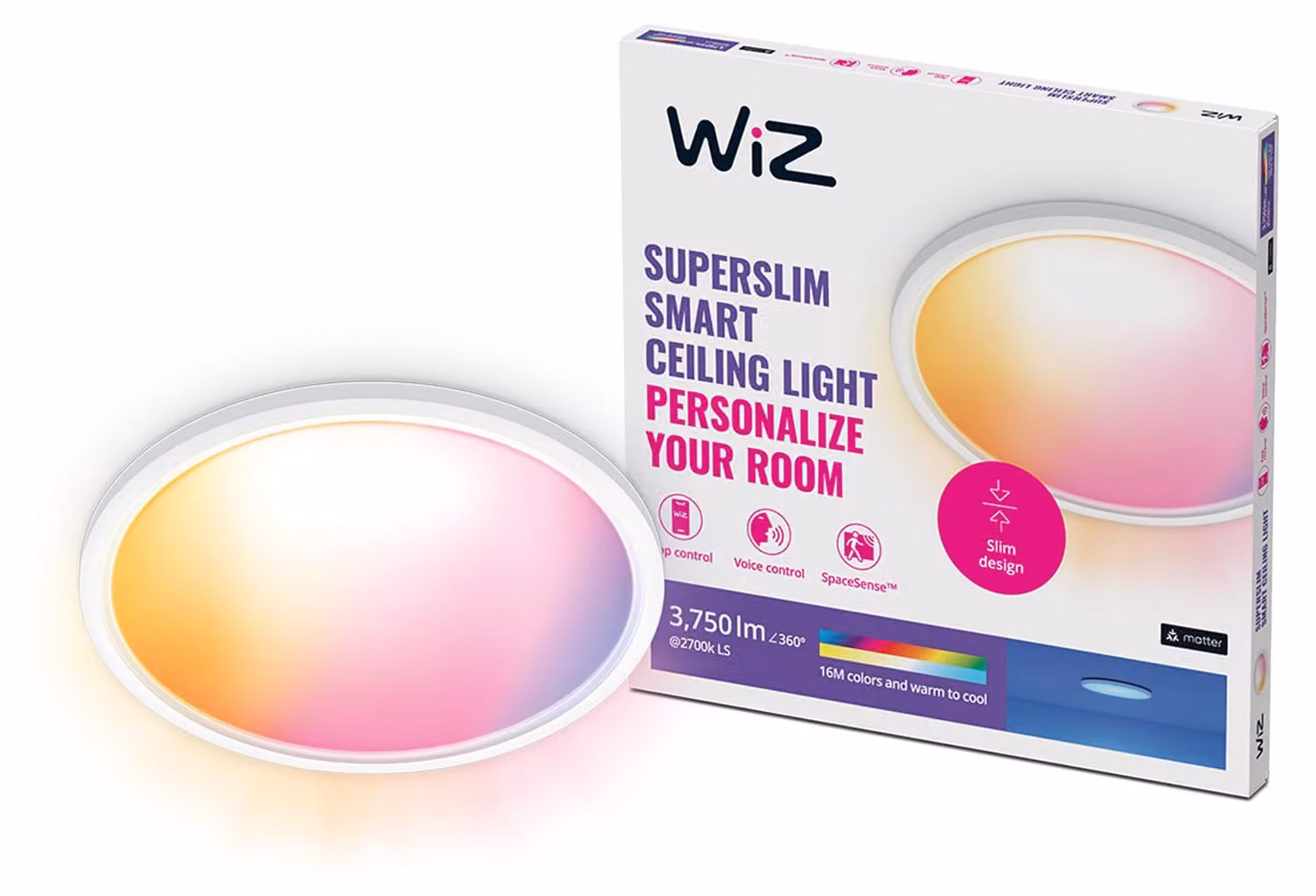 WiZ SuperSlim plafoniera Tunable White&Colour 3800lm Bianco