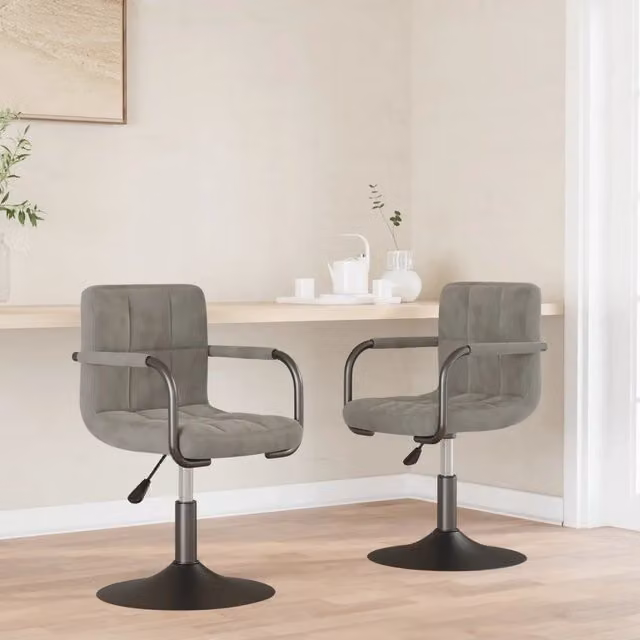 Set di 2 sedie da pranzo girevoli 360 gradi vidaXL in velluto grigio con design moderno