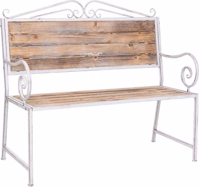Panca Wanderlust Deco in legno di abete e metallo grigio con braccioli L/P/H: 114 x 54 x 102 cm