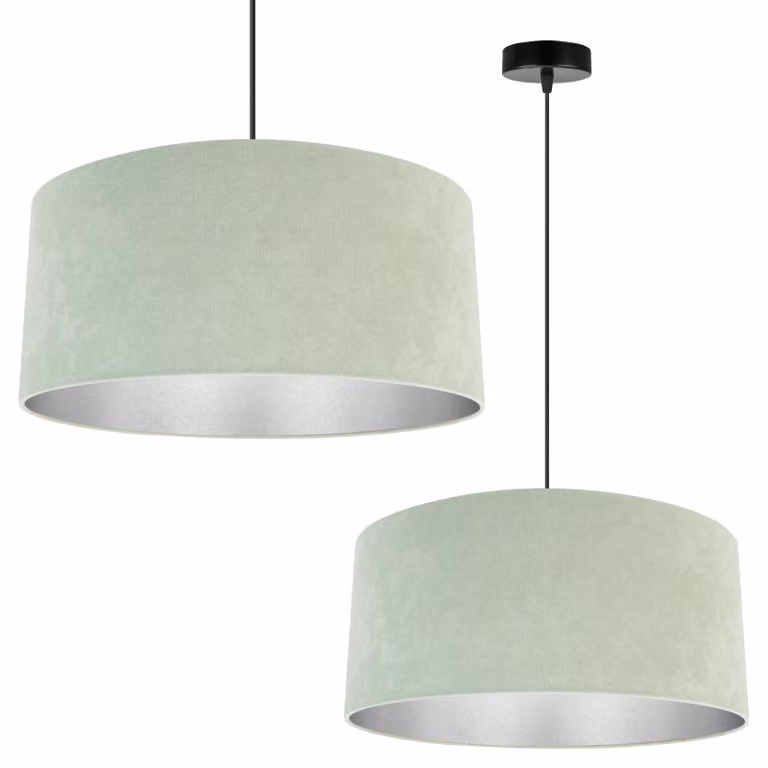 Lampada a sospensione, lampadario da soffitto, cromo, paralume in velluto