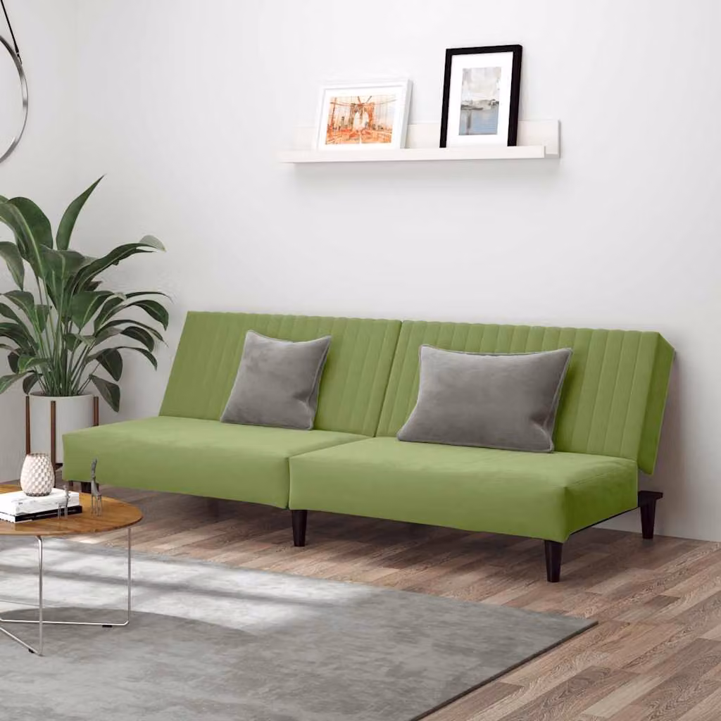vidaXL Divano Letto Click-Clack Moderno in Velluto Verde con Struttura in Legno Solido