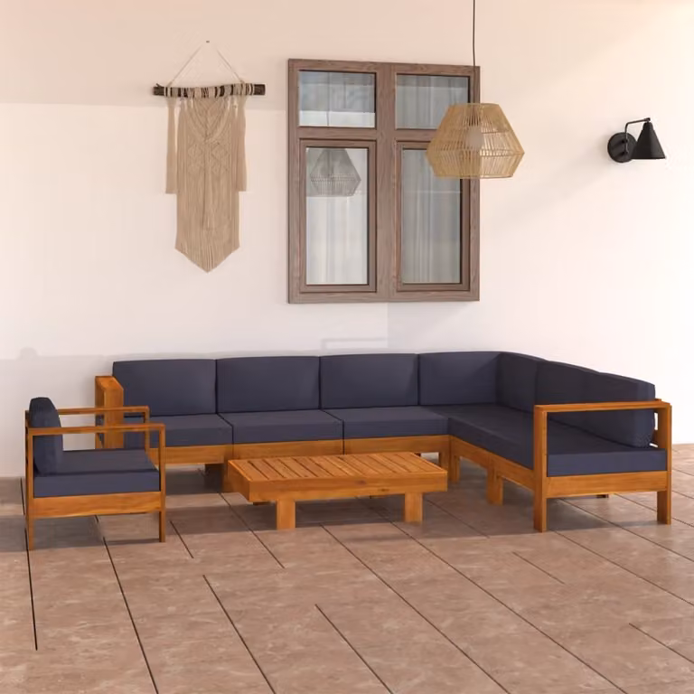 Maison Exclusive - Set da giardino da 8 pezzi con cuscini grigio scuro e struttura in legno di acacia