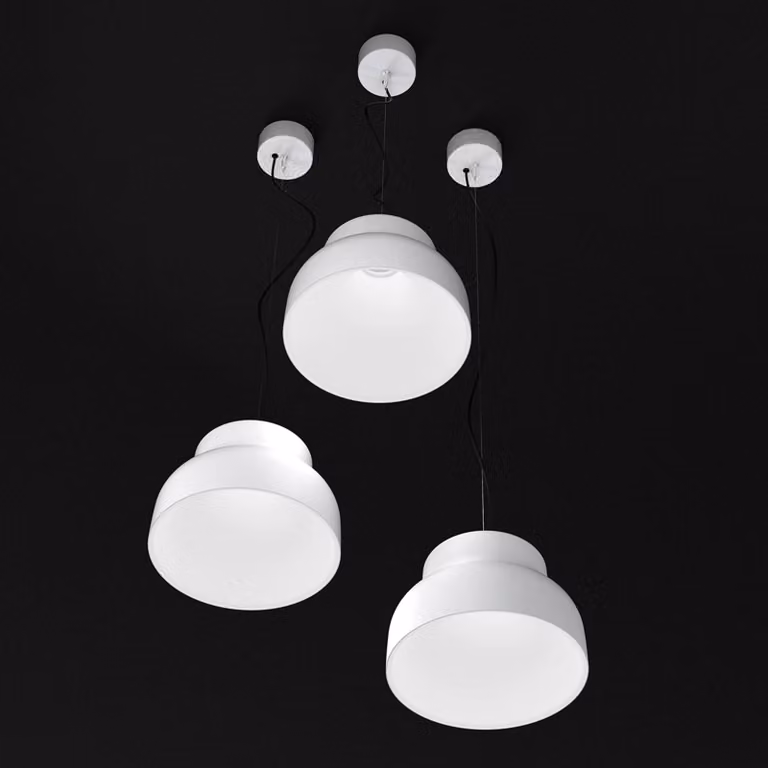 Martinelli Luce Lampada a sospensione Cicala, Bianco / Opale, Soggiorno / Sala da pranzo, Alluminio, Design, Lampada a sospensione
