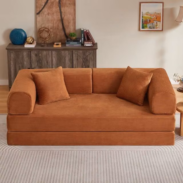 Divano letto ¨C Minimal ¨C tessuto, nero, 2 cuscini, struttura in acciaio