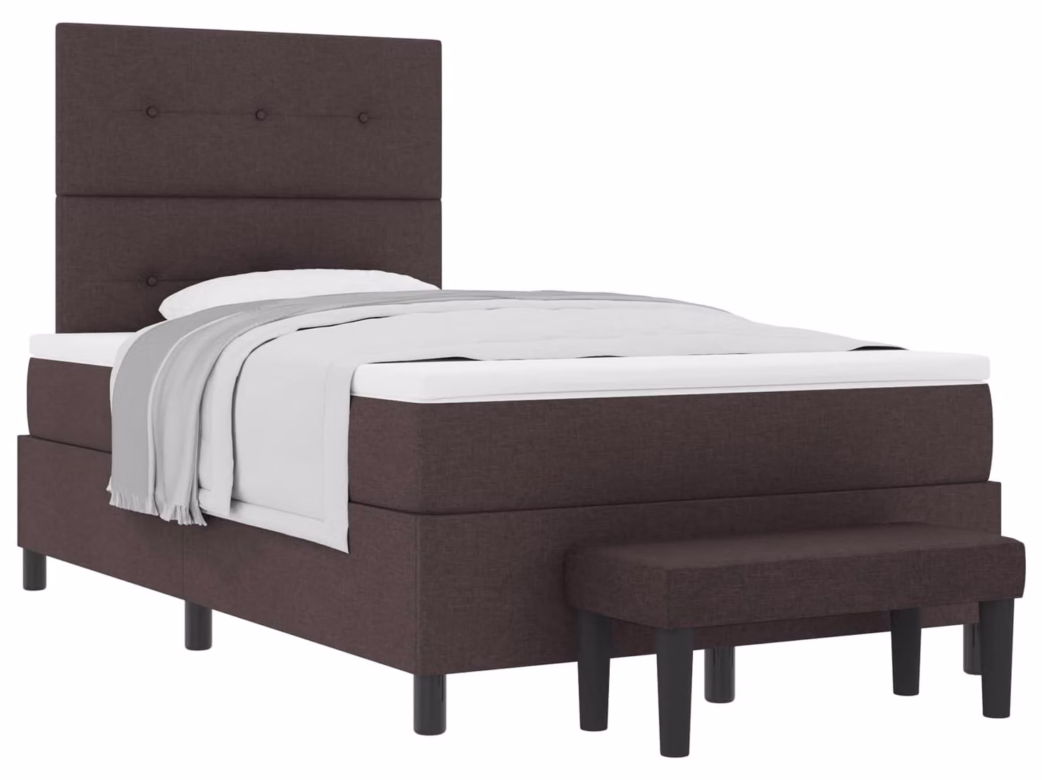 Letto boxspring con cuscini, marrone scuro, 120 x 190 cm, tessuto