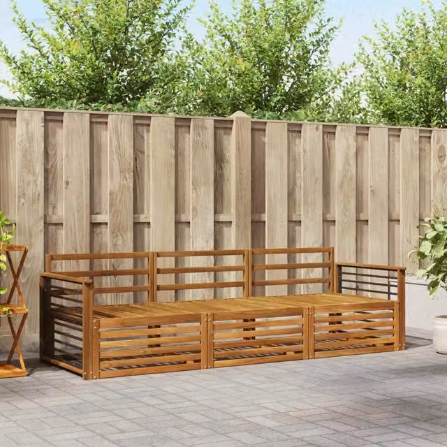 Set di divani da esterno 3 pz Naturale Legno di Acacia Massello 3372949