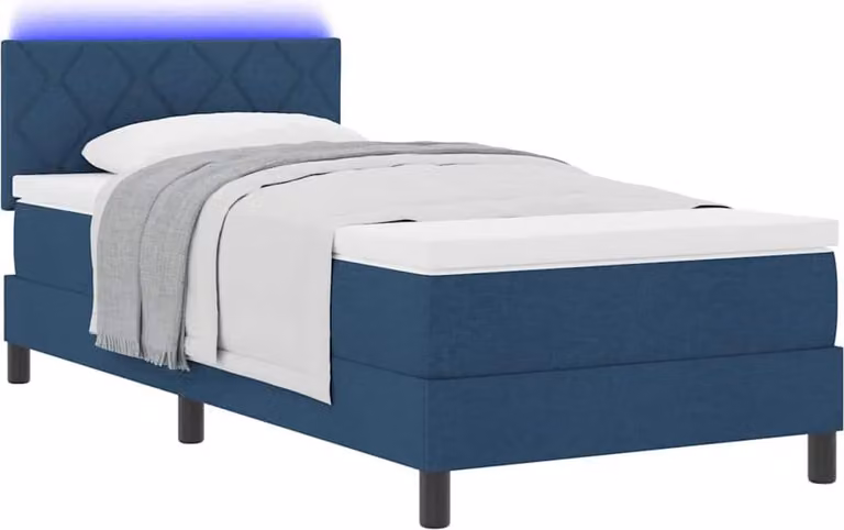 Letto a molle con materasso con led Blu 90 x 200 cm Tessuto