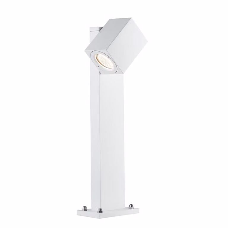 Oggetto esposto! Lampione a LED Paulmann Special, grado di protezione IP44, illuminazione a 360°, modello Cube Flame, 1x7W, 230V, colore bianco opaco/alluminio, zincato