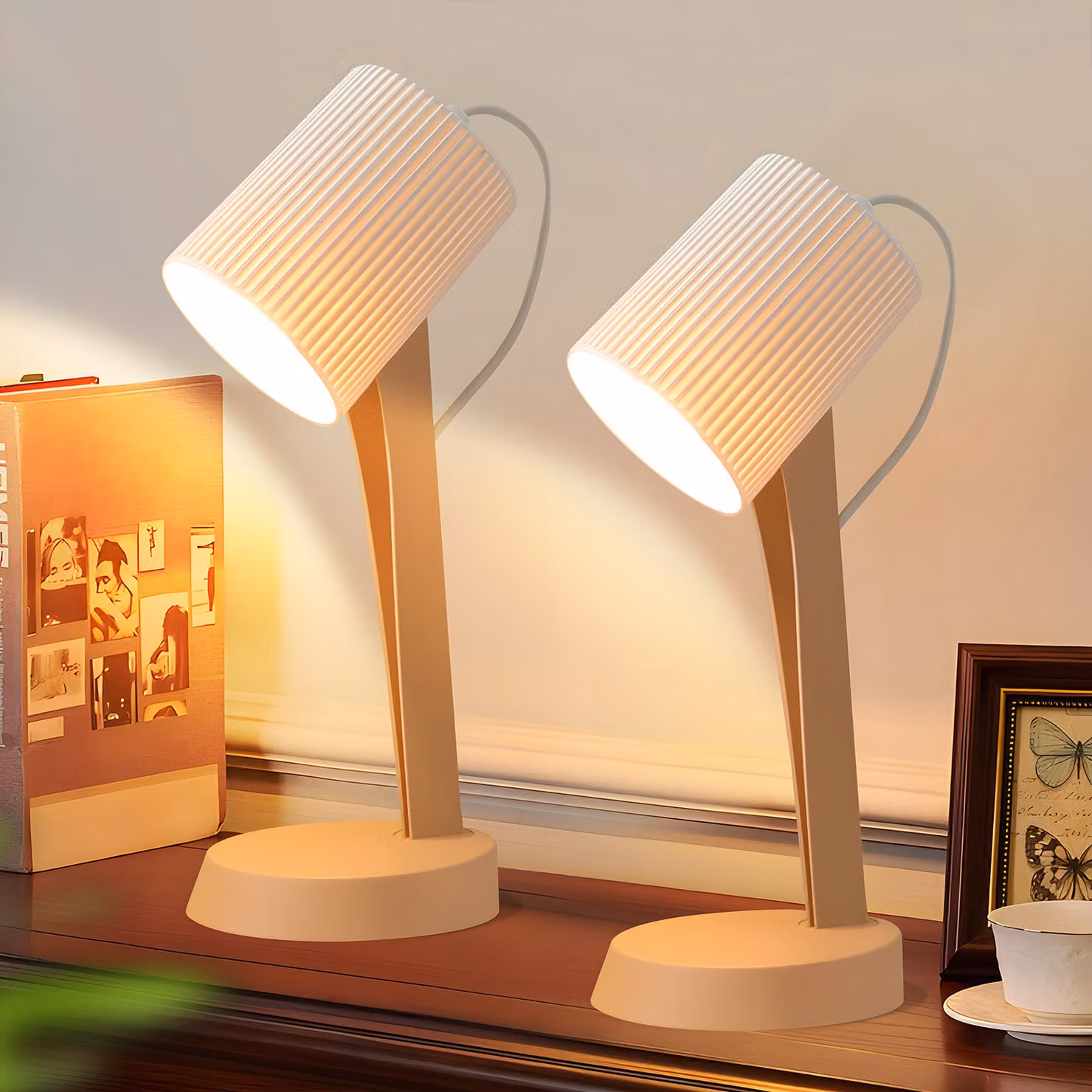 ZMH set di 2 lampade da tavolo marrone lampada da tavolo soggiorno comodino con cavo E14 lampade da tavolo stile country moderno per tavolo da pranzo camera da letto
