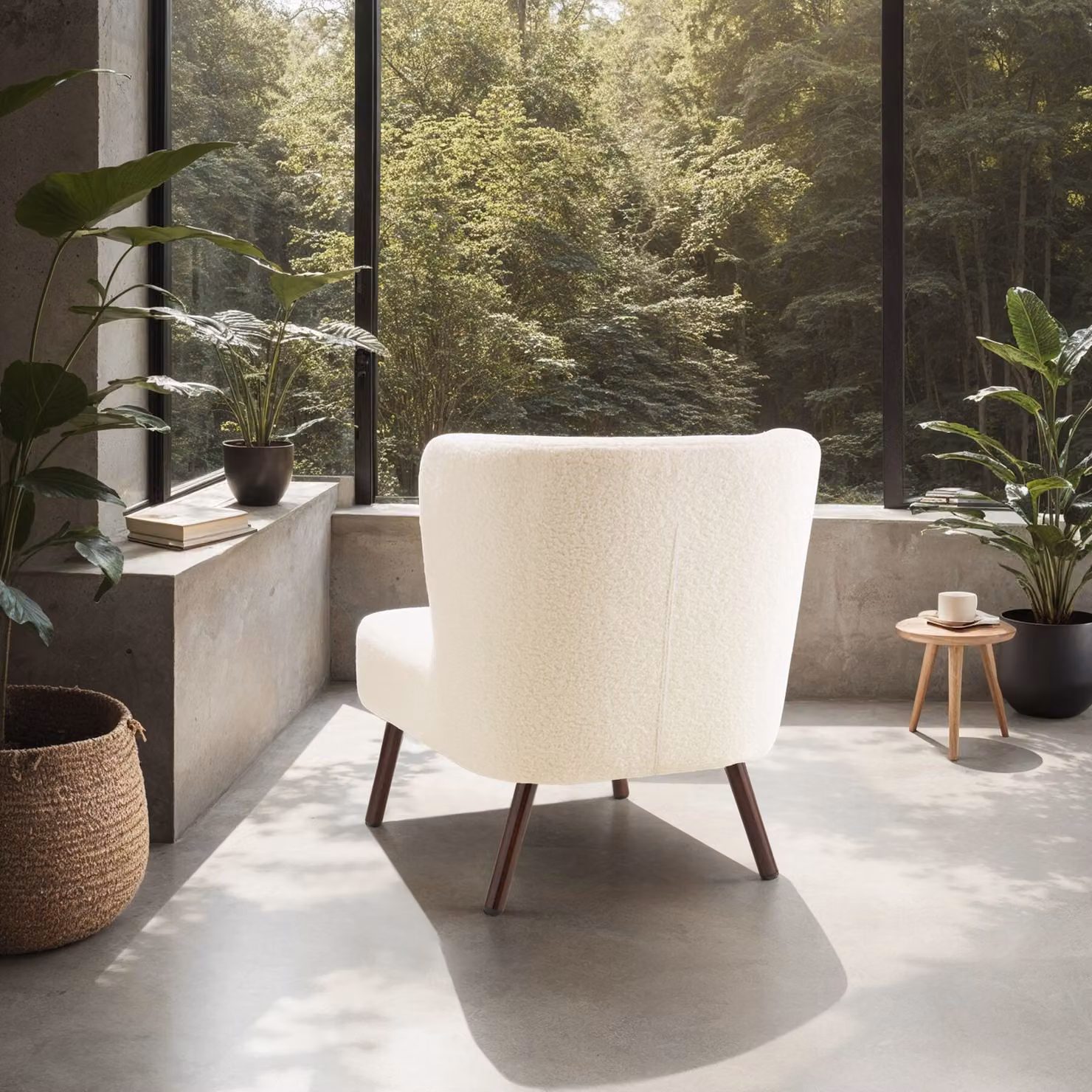 Poltrona da cocktail Teddy Robina di TecTake GmbH in bouclé bianco avorio con struttura in metallo – 2