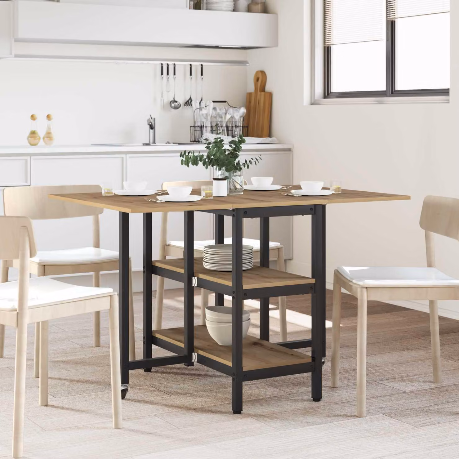 Maison Exclusive - Tavolo da pranzo, dimensioni 122 x 80 x 76,5 cm, piano in legno impiallacciato effetto "Artisan Oak"