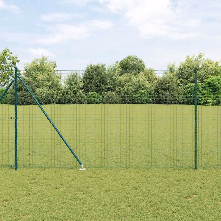 Set di 26 pali per recinzione vidaXL in acciaio zincato con picchetto a terra, Verde o Grigio, L/P/H: 3,2 x 3,2 x 215 cm