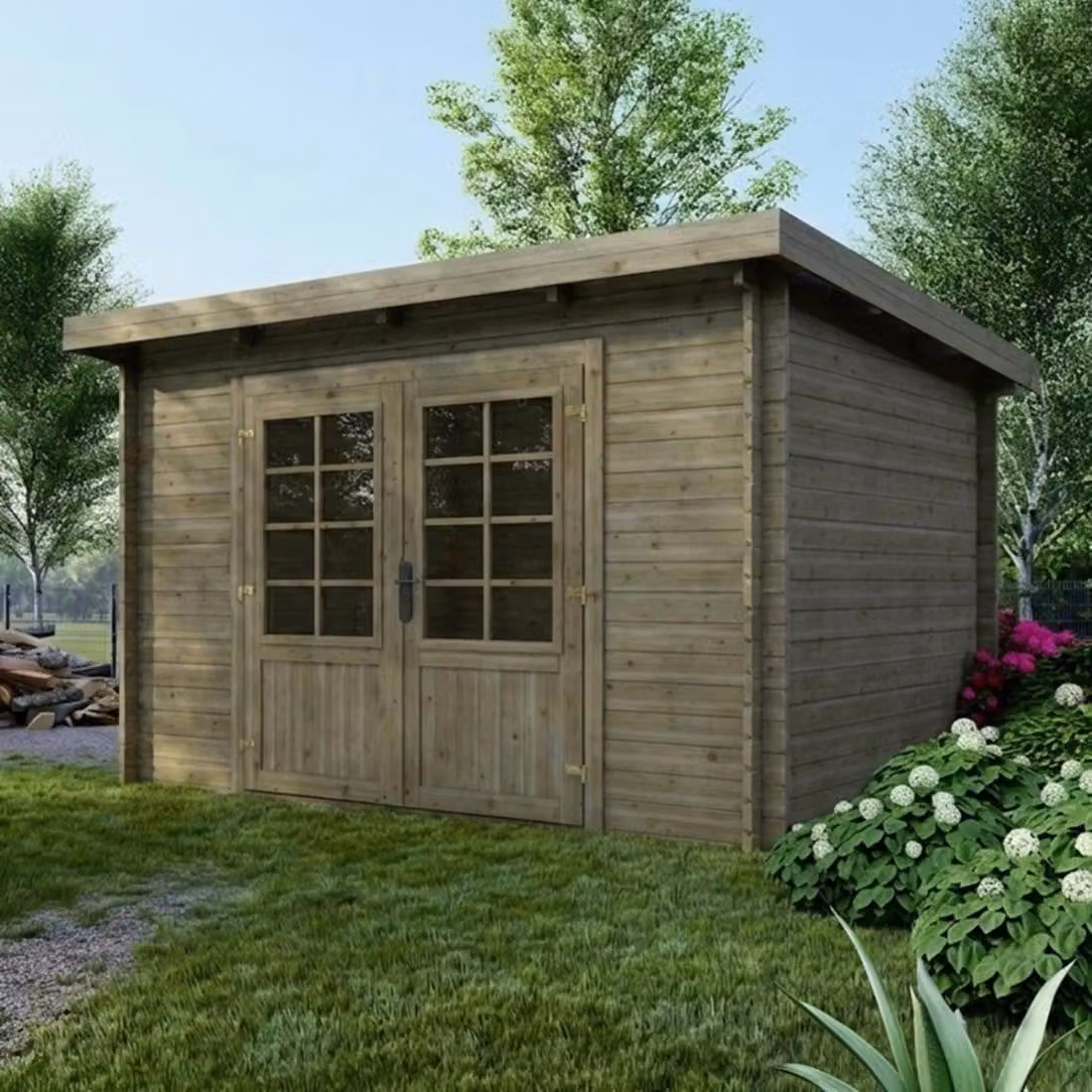 Casetta da giardino in legno - 9m2 - 3x3m - impregnata - 28mm - colore: verde