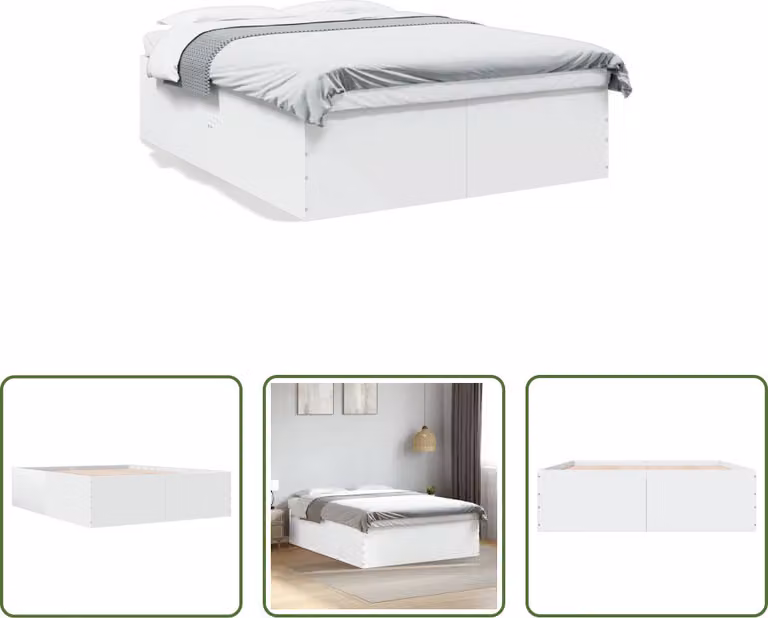 The Living Store Struttura per letto bianca 160x200 cm in legno