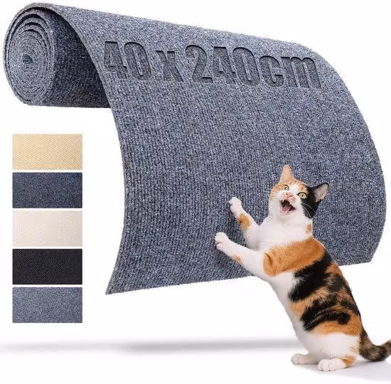 Tappetino tiragraffi per gatti, autoadesivo, 240 x 40 cm, tiragraffi a doghe, struttura da parete, color cenere, rivestimento tiragraffi, fai da te, rifugio per gatti, arredamento per la casa