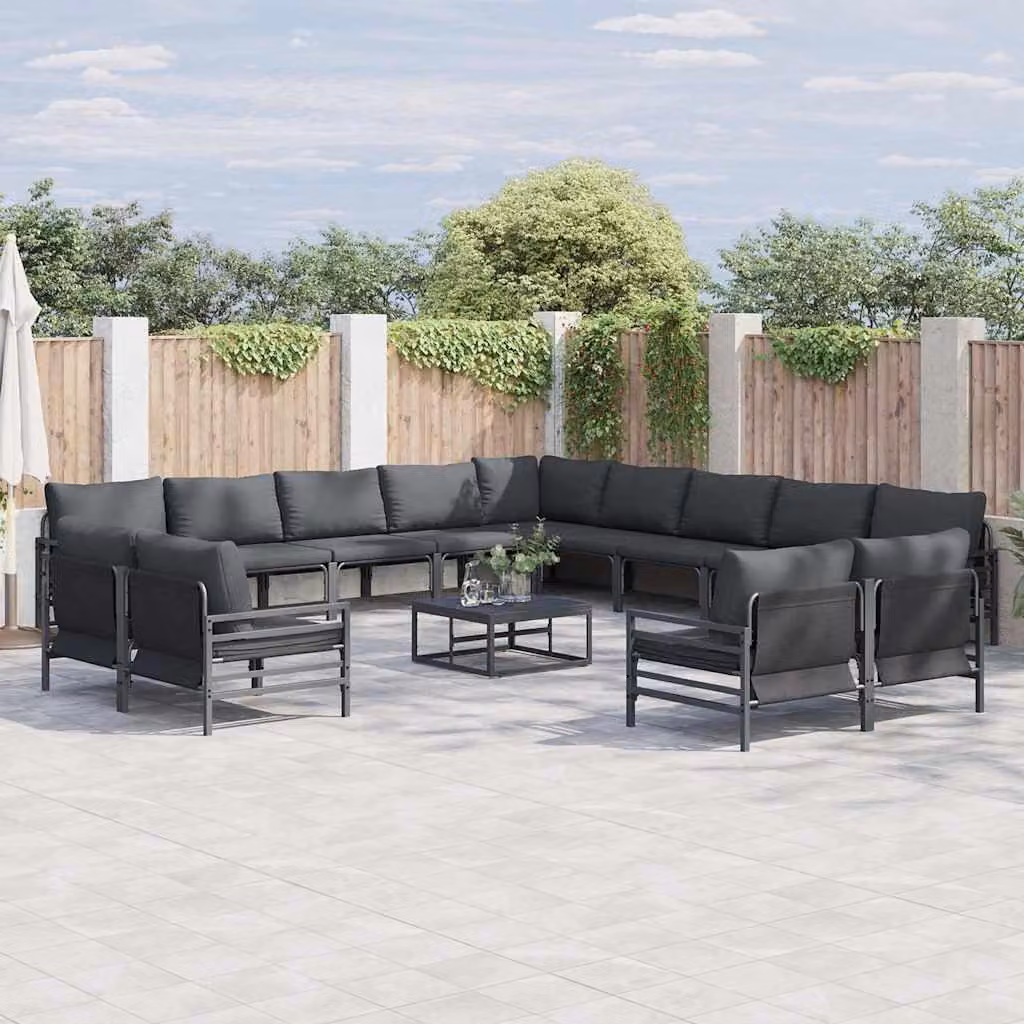 Maison Exclusive - Set da giardino composto da 13 pezzi, colore nero, struttura in acciaio