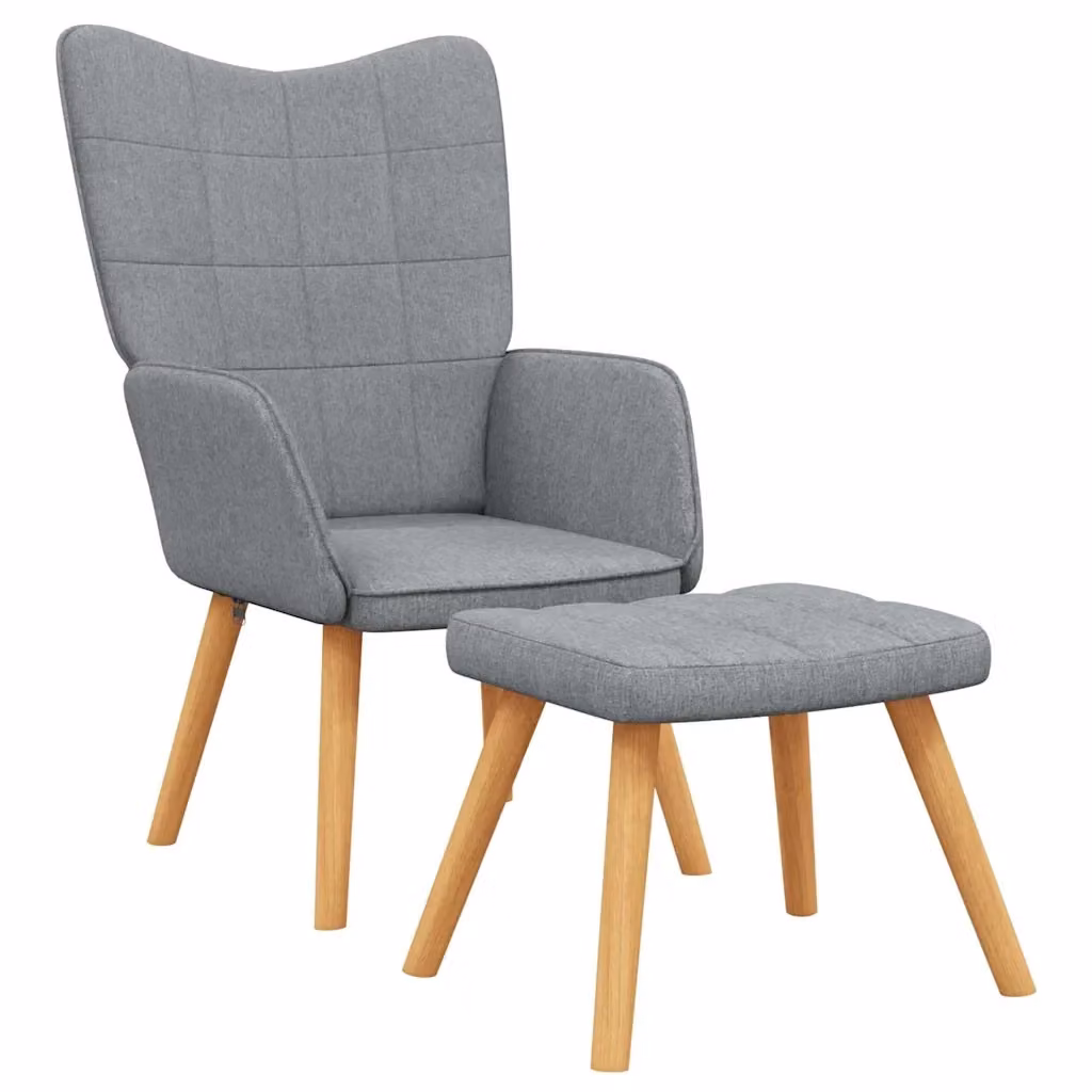 Poltrona Relax Moderna con Poggiapiedi Integrato in Tessuto Grigio Chiaro – 2
