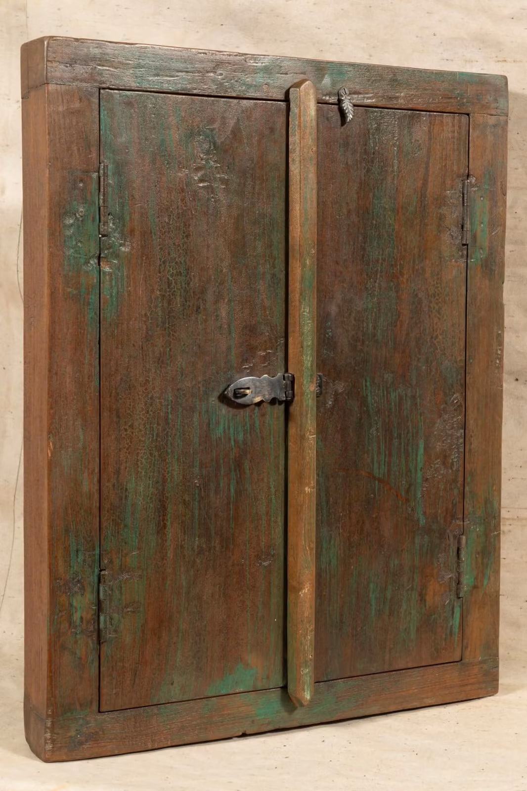 Finestra interna in legno massello, stile antico, dimensioni 52,5 x 8,5 x 67,5 cm