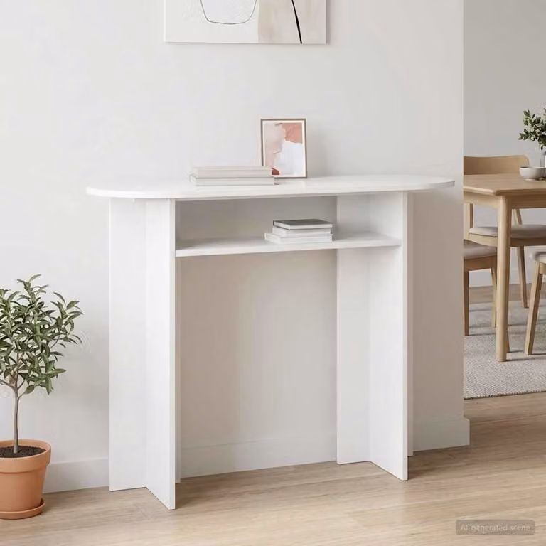 vidaXL Tavolo consolle moderno in MDF bianco lucido L 100 cm x P 39,5 cm x H 75 cm