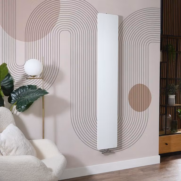 Radiatore Verticale Bianco a Piastra 1800x300mm - Attacco centrale - Slim salvaspazio