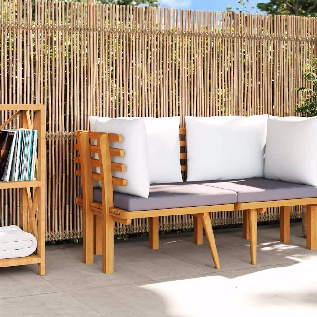 vidaXL Divano Angolare da Giardino in Legno di Acacia con Cuscini Imbottiti