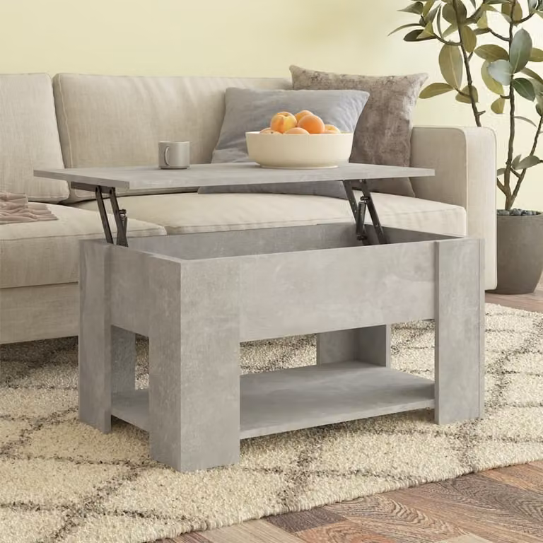 The Living Store tavolino in cemento grigio 79x49x41 cm materiale a base di legno
