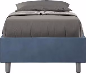 Letto Sommier imbottito Singolo 80x210 cm Azelia - Con rete,Microfibra,Blu