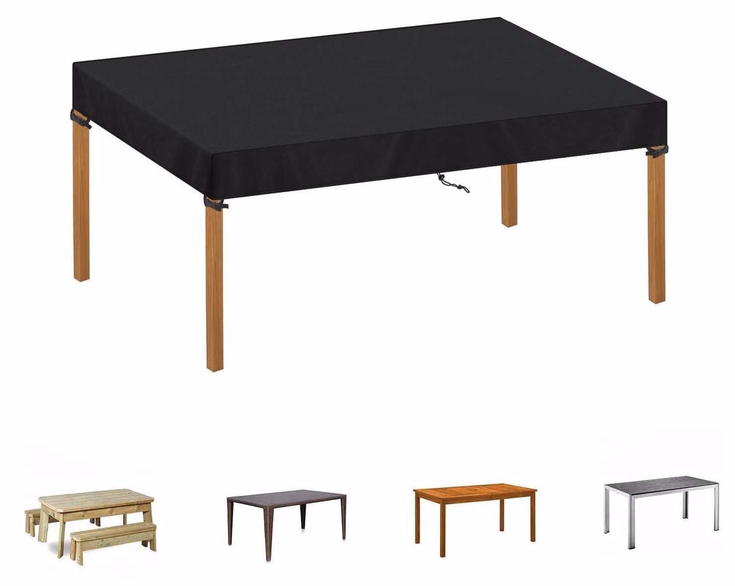 Copertura protettiva per tavolo da giardino, telo impermeabile, dimensioni 120x70x15 cm, resistente agli agenti atmosferici e ai raggi UV, tessuto Oxford 420D, colore nero