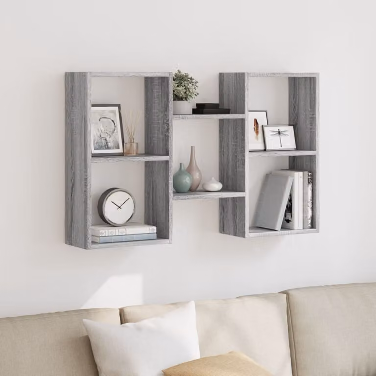 vidaXL Mensola a Muro Moderna Grigia in MDF L: 96 cm, P: 18 cm, H: 60 cm
