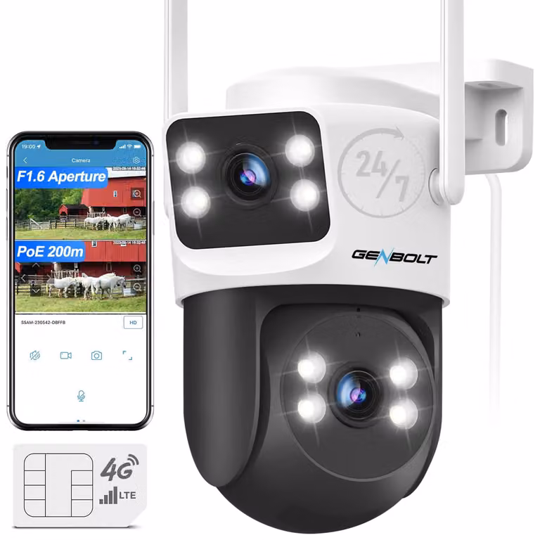 Telecamera di sicurezza esterna con doppia lente e connessione 4G LTE - Risoluzione Full HD 1080p