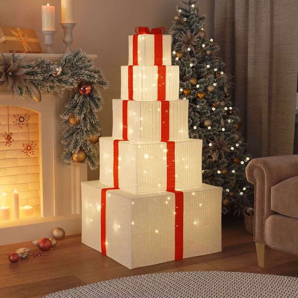 vidaXL Confezione Regalo Decorazioni Natalizie 250 LED Bianco Caldo