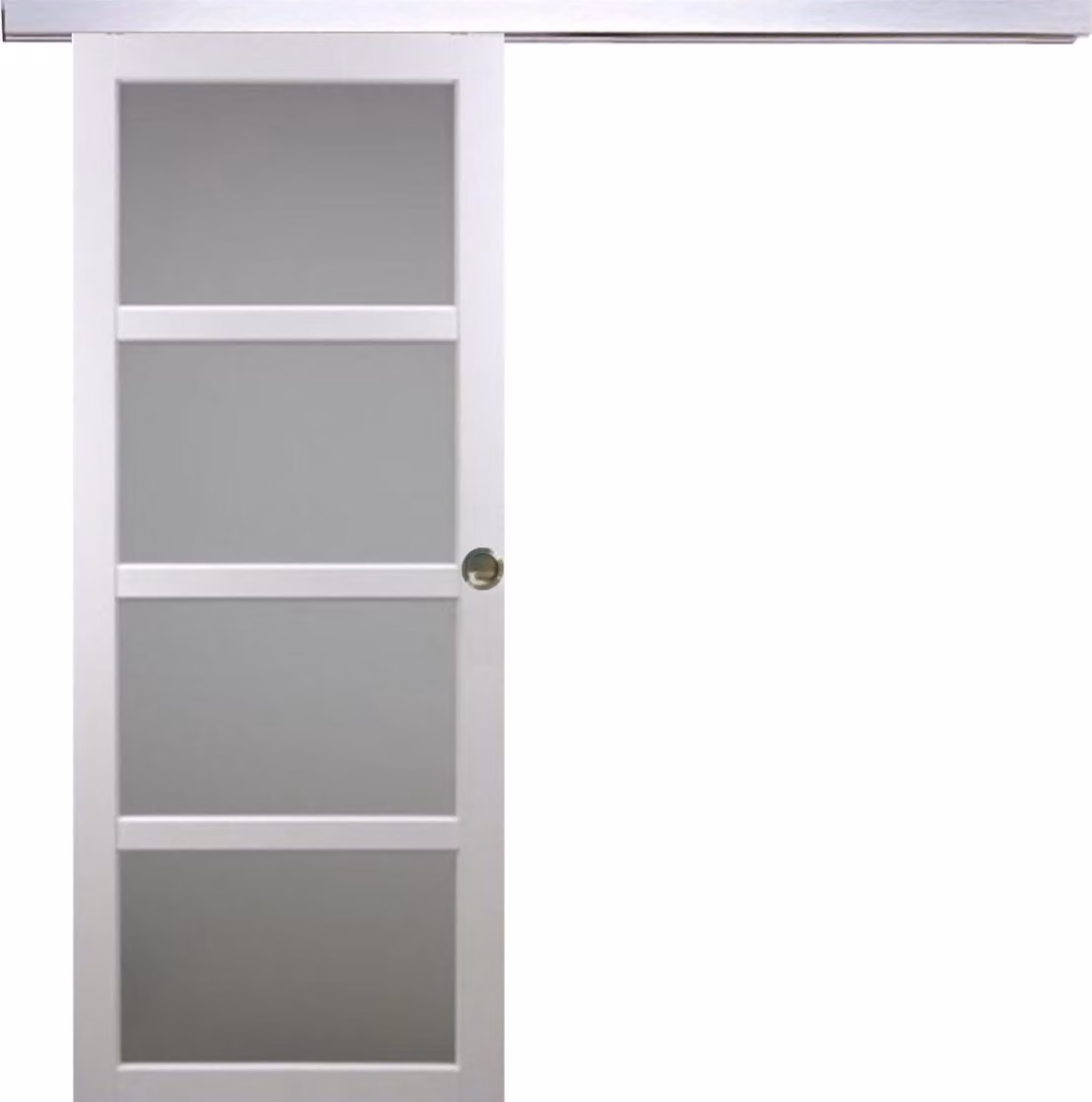 Porta scorrevole Tana bianca con vetro H204 x L63 cm, binario in alluminio, conchiglie GD MENUISERIES