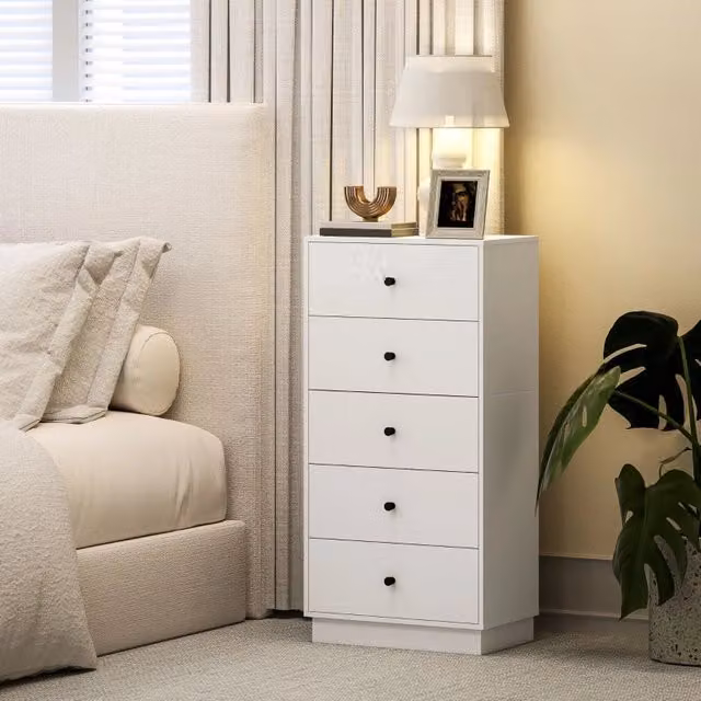 Cassettiera moderna WISHDOR in MDF con 5 cassetti per soggiorno e camera da letto, L/P/H: 47 x 29 x 95 cm