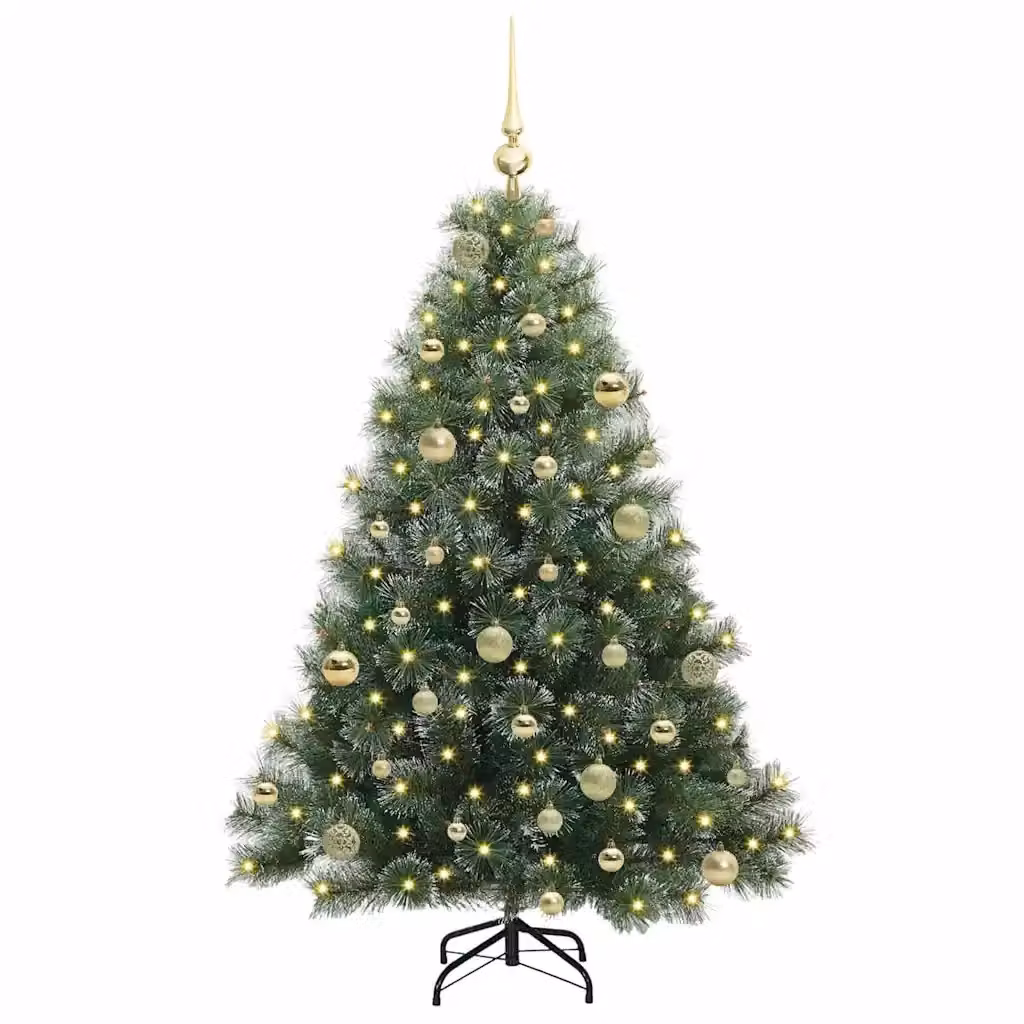 Albero di Natale artificiale moderno vidaXL verde con 150 LED luce bianca calda in PE e PVC, Altezza: 150 cm – 2