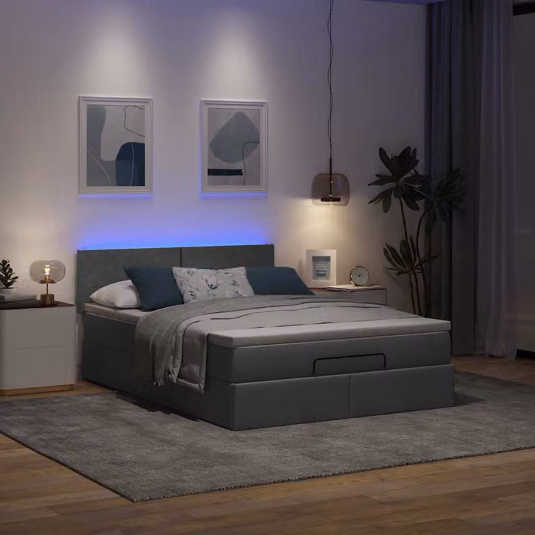 Maison Exclusive - Pouf Letto con Materasso e LED Grigio Scuro 140x200 cm