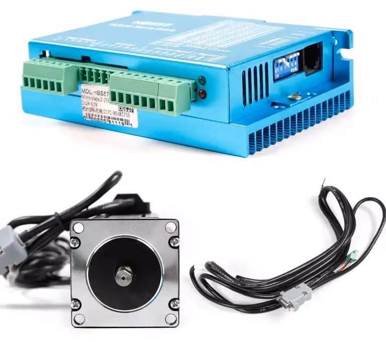 Driver per motori passo-passo con controllo a circuito chiuso - HBS57, driver ibrido per servomotori - 2 fasi - DC 24–60 V - 5 A per fase - processore digitale a 32 bit (DSP) - 2–256 microstep - lunghezza d'onda di 21 mm