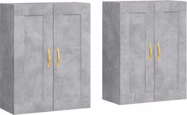 Set di 2 armadietti da muro moderni HELLOSHOP26 in legno composito e metallo, colore grigio opaco, L: 69,5 cm, P: 34 cm, H: 90 cm