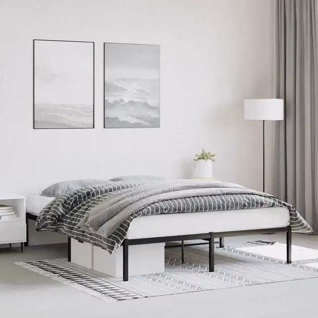 Giroletto vidaXL in metallo nero per adulti L/P: 160 x 200 cm