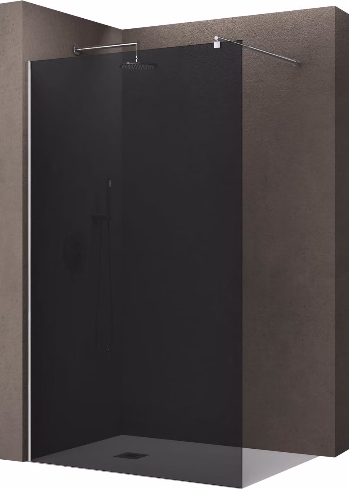 doporro Box Doccia Walk-In 120x200 cm, Parete Doccia Fissa in Vetro Temperato FumšŠ 8 mm con Barra Stabilizzatrice Regolabile e Profilo Cromato šC Bremen01VG