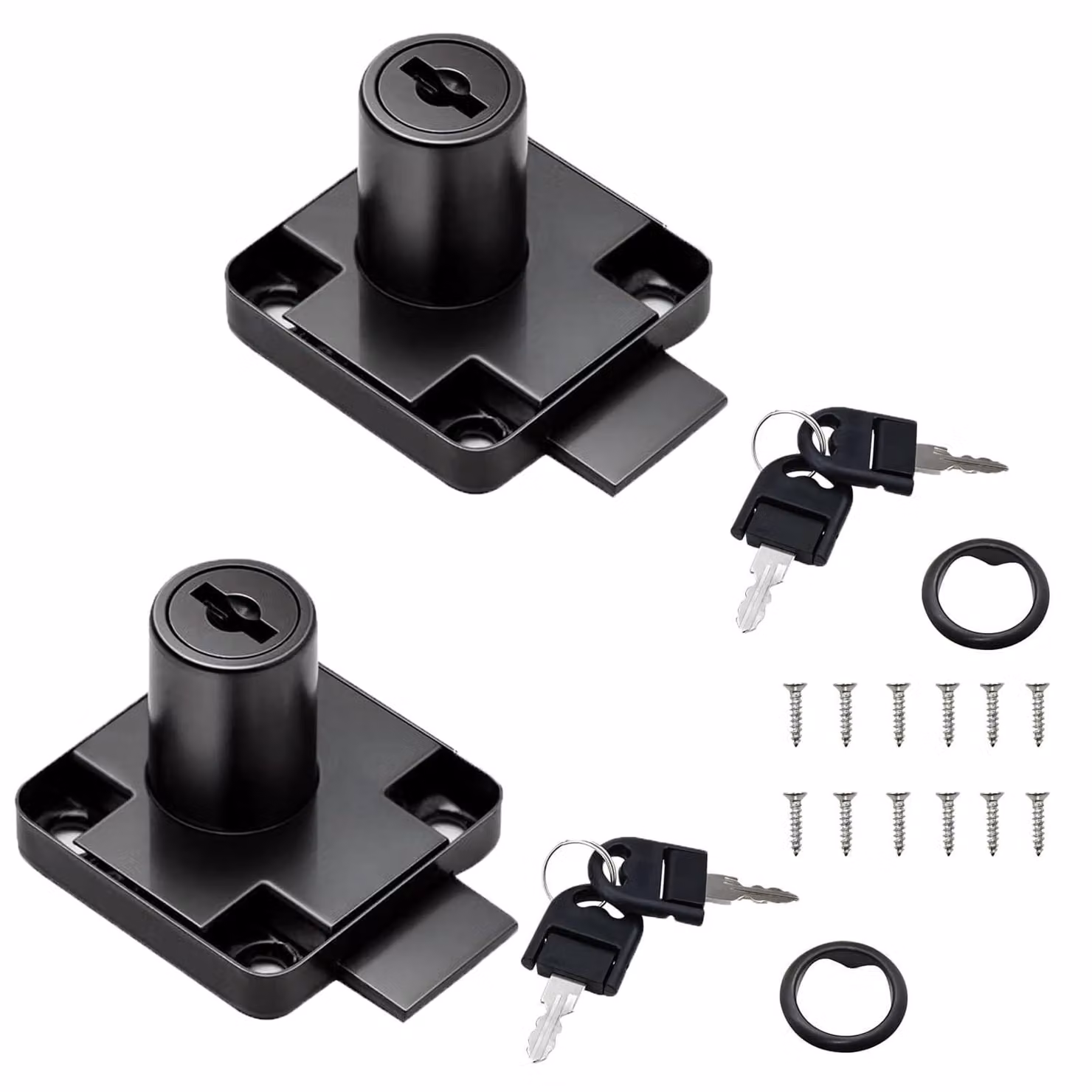 Set di 2 serrature in acciaio nero con chiave