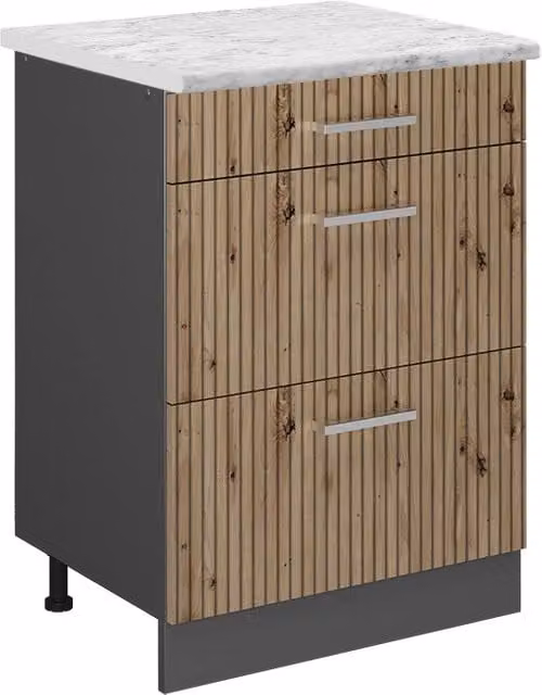 Mobiletto base per cucina R-Line Rovere artigianale/Antracite 60 cm PL Marmo Vicco