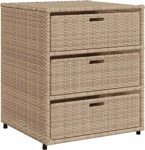 Armadietto Portaoggetti da Giardino in Polyrattan Beige L: 55 cm, P: 59 cm, H: 69 cm CFW5609177